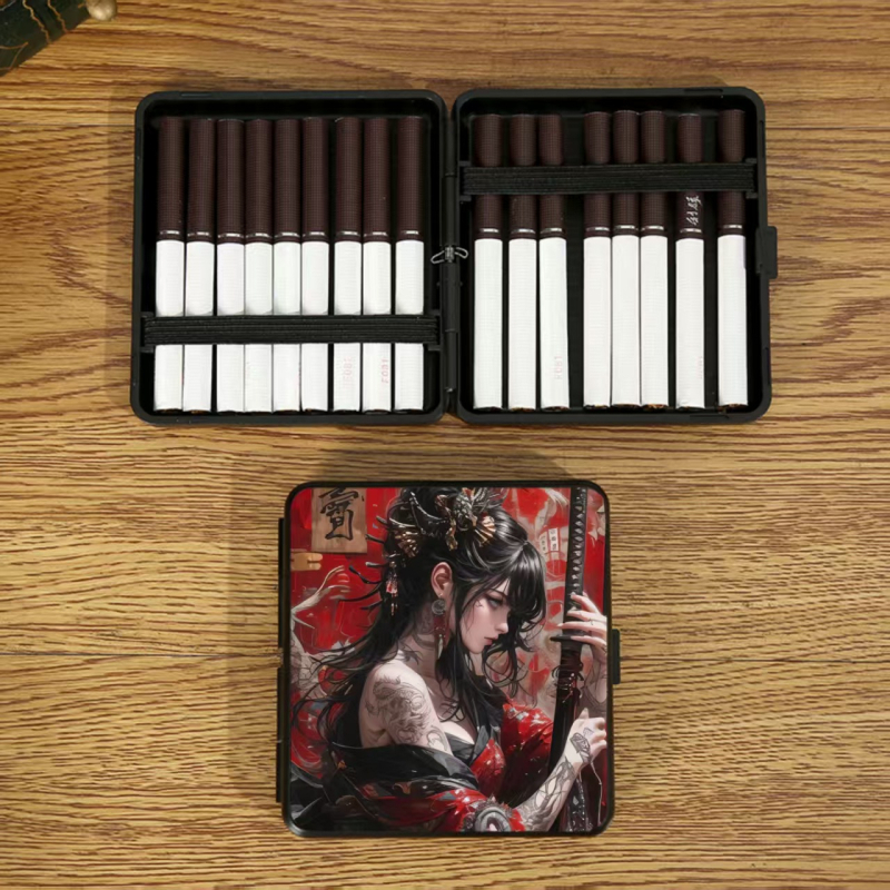 Határokon átnyúló durva retro felhajtható cigarettatartó, könnyen hordozható, kreatív minta, határokon átnyúló forrásból származó cigarettatartó-támogatás, nagykereskedelem