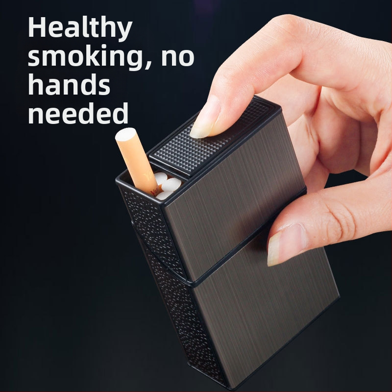 8004B Dvojité otvárateľné kovové puzdro na cigarety s nášivkou, odolné voči kompresii, odolné voči vlhkosti, potu, posuvné, dvojúčelové, rám na ťahanie drôtu, veľká kapacita