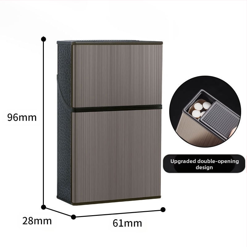 8004B Dvigubo atidarymo dangtelio metalinis cigarečių dėklas su užsegimu, atsparus suspaudimui, atsparus drėgmei, atsparus prakaitui, stumdomas, dvigubos paskirties, vielos tempimo rėmas, didelė talpa