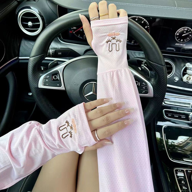 Moteriškos vasarinės plonos, laisvos, kvėpuojančios, vairavimo stiliaus rankovės, rankų rankovės, apsaugančios nuo UV spindulių, triušio formos ledo rankovės