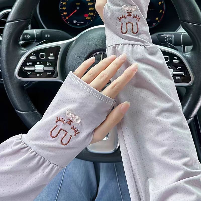 Jääsiidist päikesekaitsekreemi varrukad naistele, suvised õhukesed ja hingavad autosõidu varrukad, käsivarrukad, UV-vastased jänese jääkaitsed