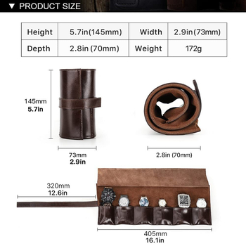 Europietiškos ir amerikietiškos karvės odos langinės, 7 dalių laikrodžių laikymo dėžutė, retro stiliaus, patogi, dulkėms atspari, įbrėžimams atspari odinė laikrodžių dėžutė.