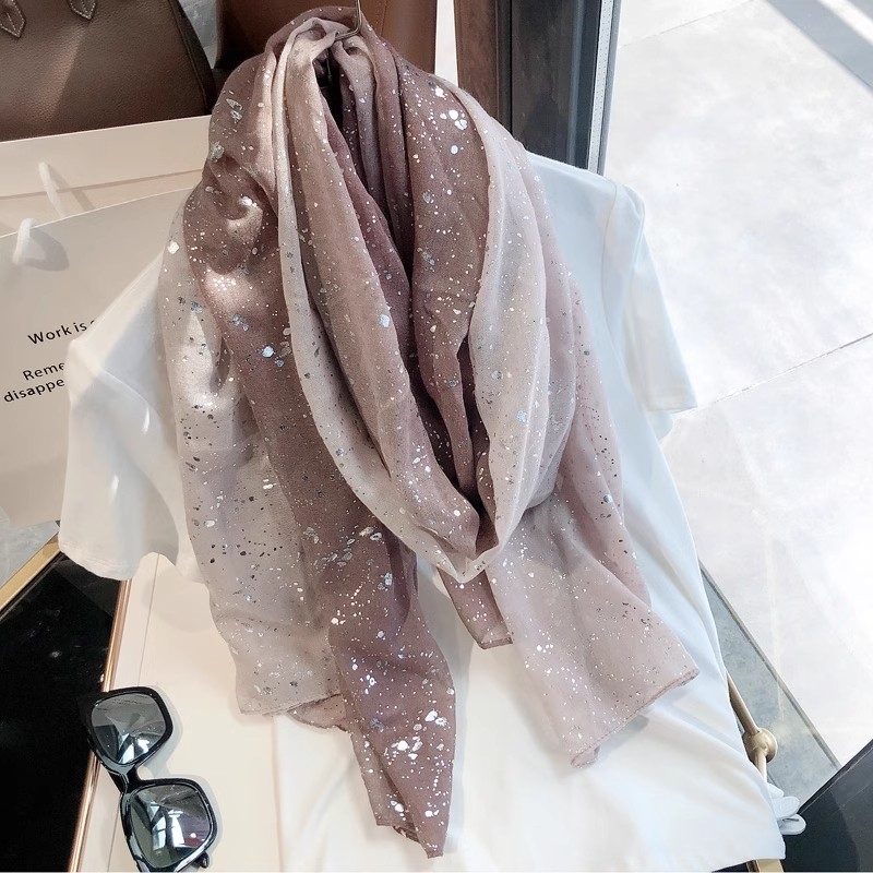 „Star Dinner/068“ patogi medvilnės ir lino pojūčio rudens/žiemos mados purslų dažymas karšto spausdinimo spalvas blokuojantis kavos šalikas moterims