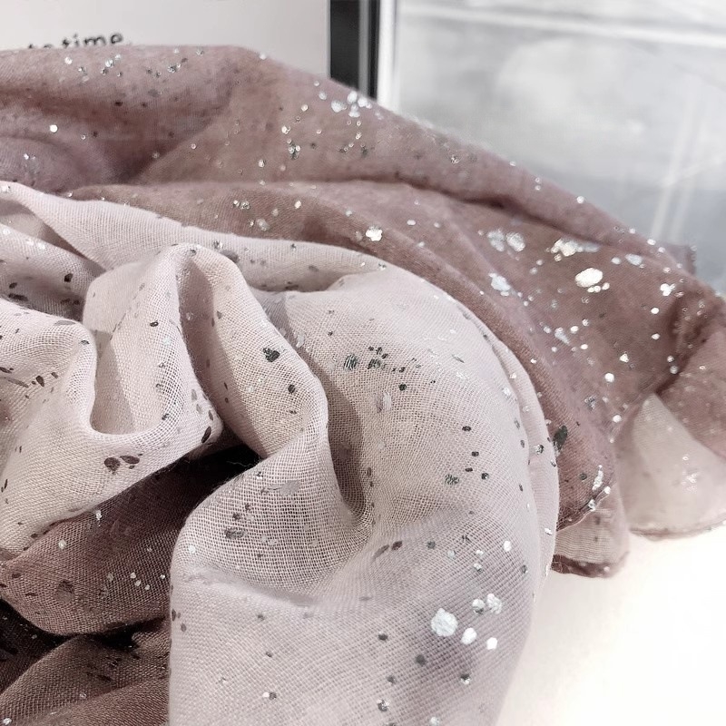 „Star Dinner/068“ patogi medvilnės ir lino pojūčio rudens/žiemos mados purslų dažymas karšto spausdinimo spalvas blokuojantis kavos šalikas moterims