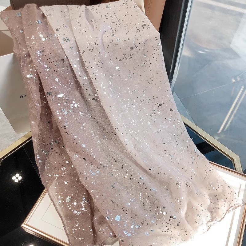 „Star Dinner/068“ patogi medvilnės ir lino pojūčio rudens/žiemos mados purslų dažymas karšto spausdinimo spalvas blokuojantis kavos šalikas moterims