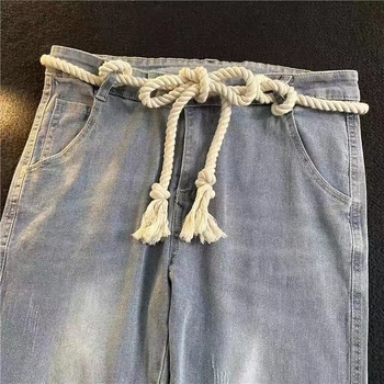 Retro vastag kötélöv, női stílusú díszes, mindenhez illő farmeröv, diák- és fiatalember nadrágöv