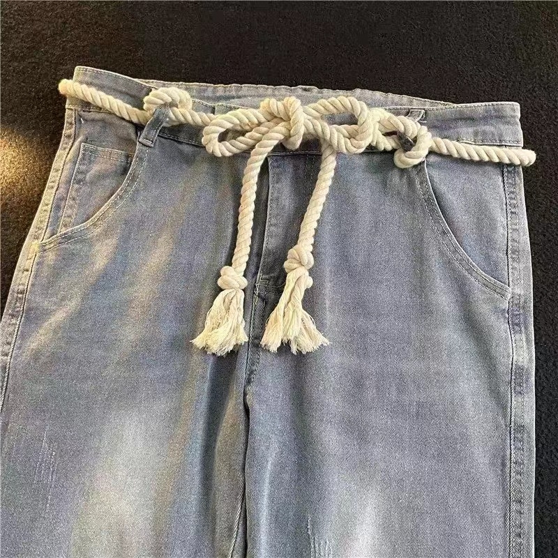 Retro vastag kötélöv, női stílusú díszes, mindenhez illő farmeröv, diák- és fiatalember nadrágöv