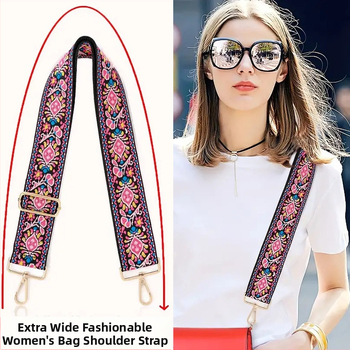 Rankinė per petį su itin plačiais aksesuarais, spalvinga rankinė, storas dirželis, ilgas pakaitinis dirželis, reguliuojamas universalus krepšys per petį