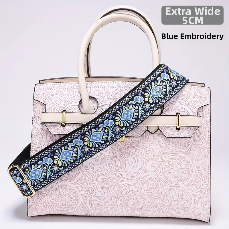 Rankinė per petį su itin plačiais aksesuarais, spalvinga rankinė, storas dirželis, ilgas pakaitinis dirželis, reguliuojamas universalus krepšys per petį