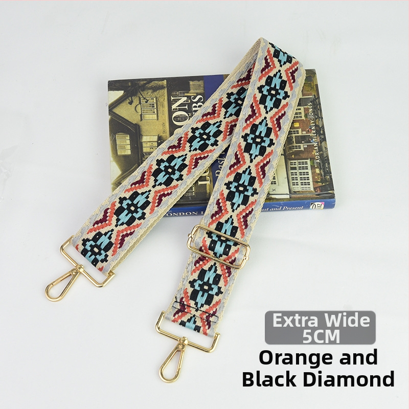 Rankinė per petį su itin plačiais aksesuarais, spalvinga rankinė, storas dirželis, ilgas pakaitinis dirželis, reguliuojamas universalus krepšys per petį