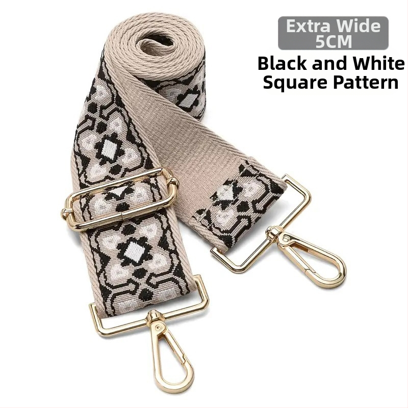 Rankinė per petį su itin plačiais aksesuarais, spalvinga rankinė, storas dirželis, ilgas pakaitinis dirželis, reguliuojamas universalus krepšys per petį