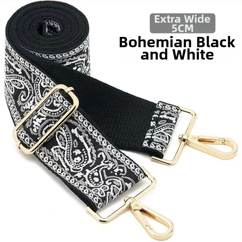 Rankinė per petį su itin plačiais aksesuarais, spalvinga rankinė, storas dirželis, ilgas pakaitinis dirželis, reguliuojamas universalus krepšys per petį