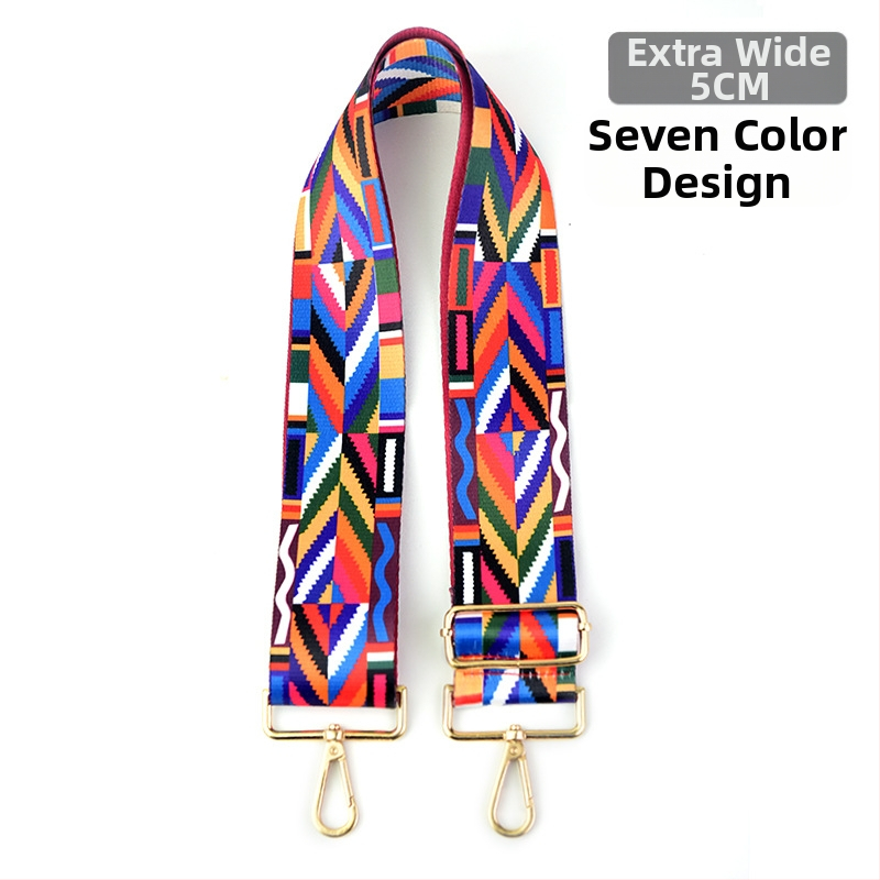 Rankinė per petį su itin plačiais aksesuarais, spalvinga rankinė, storas dirželis, ilgas pakaitinis dirželis, reguliuojamas universalus krepšys per petį