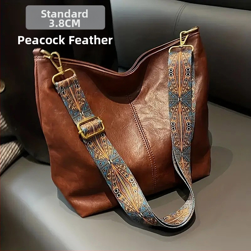 Rankinė per petį su itin plačiais aksesuarais, spalvinga rankinė, storas dirželis, ilgas pakaitinis dirželis, reguliuojamas universalus krepšys per petį