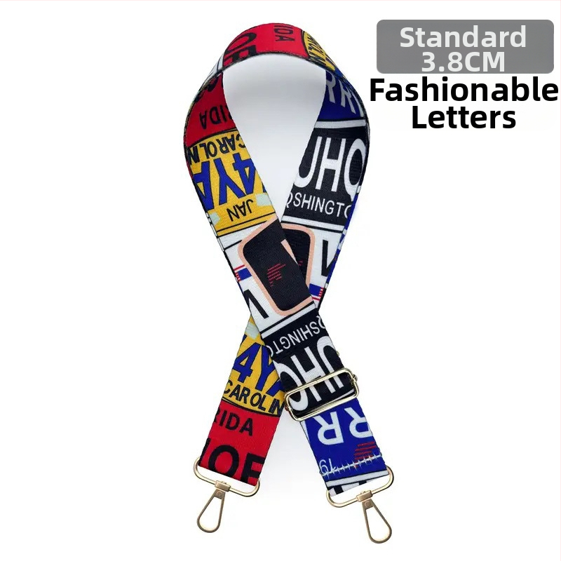 Rankinė per petį su itin plačiais aksesuarais, spalvinga rankinė, storas dirželis, ilgas pakaitinis dirželis, reguliuojamas universalus krepšys per petį