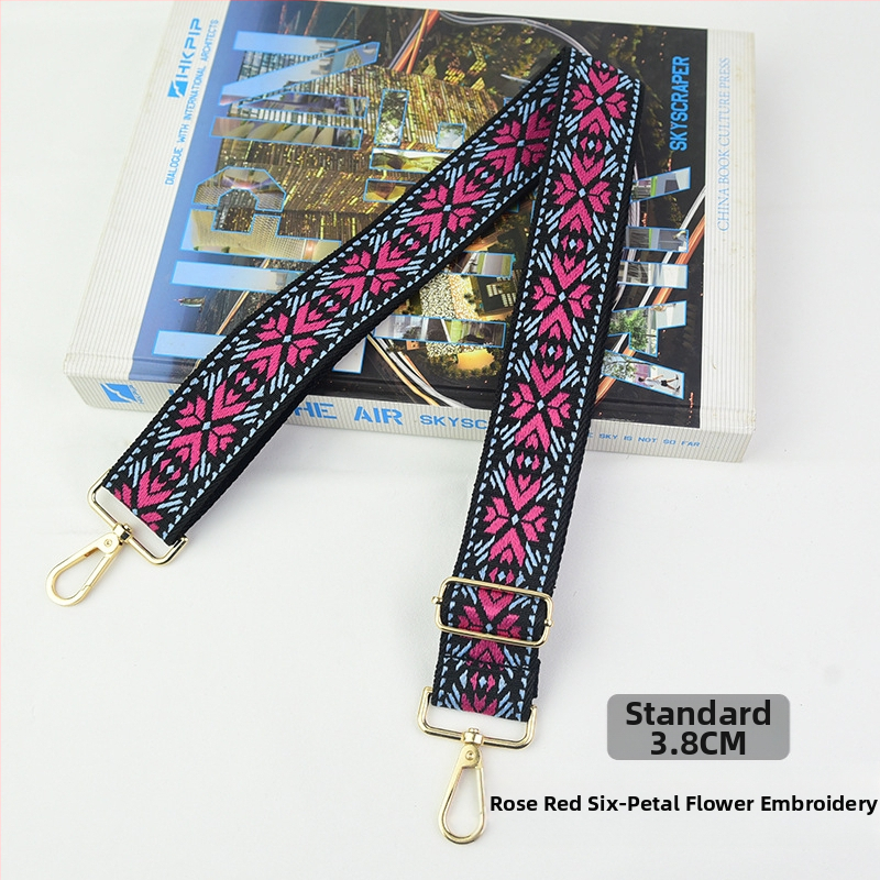 Rankinė per petį su itin plačiais aksesuarais, spalvinga rankinė, storas dirželis, ilgas pakaitinis dirželis, reguliuojamas universalus krepšys per petį