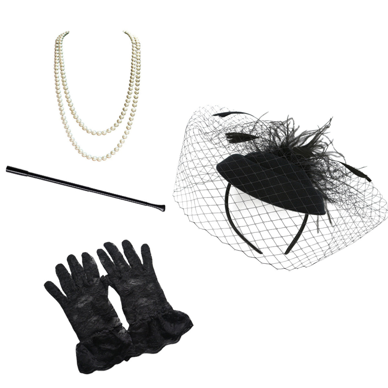 Európai és amerikai hajdíszek, menyasszony, toll, virág, hálós hajcsat, kis svájcisapka, ruha, cheongsam kiegészítők, kesztyű, nyaklánc szett