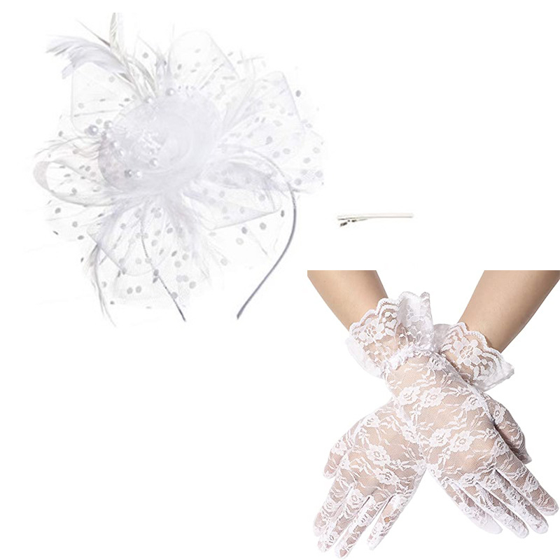 Európai és amerikai hajdíszek, menyasszony, toll, virág, hálós hajcsat, kis svájcisapka, ruha, cheongsam kiegészítők, kesztyű, nyaklánc szett