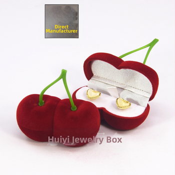 Huiyi cseresznye ékszerdoboz bársony ékszer csomagoló doboz fülbevaló nyaklánc aranyos cseresznye gyűrű doboz