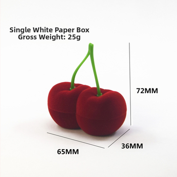 Huiyi cseresznye ékszerdoboz bársony ékszer csomagoló doboz fülbevaló nyaklánc aranyos cseresznye gyűrű doboz