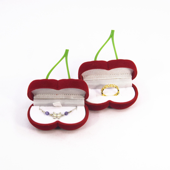 Huiyi cseresznye ékszerdoboz bársony ékszer csomagoló doboz fülbevaló nyaklánc aranyos cseresznye gyűrű doboz