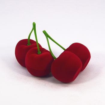 Huiyi cseresznye ékszerdoboz bársony ékszer csomagoló doboz fülbevaló nyaklánc aranyos cseresznye gyűrű doboz