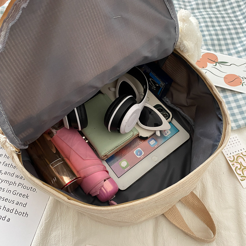 Iskolatáska Női koreai stílusú Harajuku kordbársony Középiskolás Diák kordbársony Sokoldalú kordbársony hátizsák Aranyos hátizsák