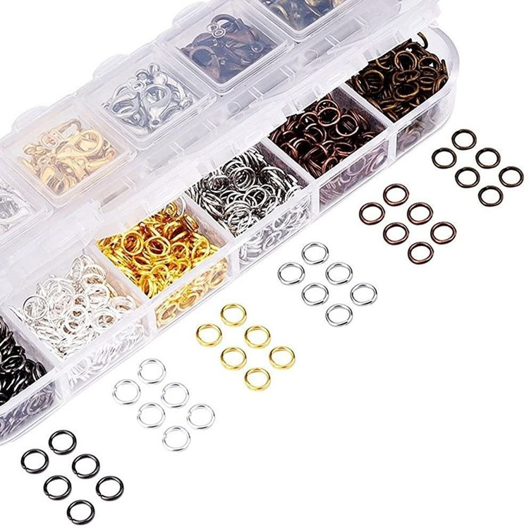 12 rácsos, barkács ékszerkombináció kiegészítőkkel, 12 mm-es delfinkapocs, 5 mm-es nyitott gyűrű, zárt gyűrű, ugrógyűrű, Amazon robbanások