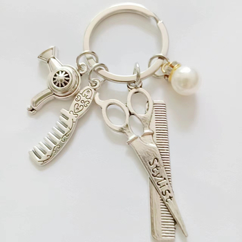 Πιστολάκι μαλλιών ψαλίδι χτένα χάντρες κομμωτής εργαλείο κουρέα μπρελόκ εξαιρετικά στολίδια δώρο