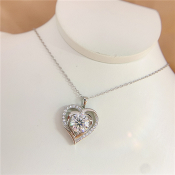 Ασημένιο κολιέ αγάπης S925 Mossang Diamond 3 καρατίων, ελαφρύ, πολυτελές, ασημένιο μενταγιόν, ρομαντικό δώρο για κοπέλα, βαριά βιομηχανία
