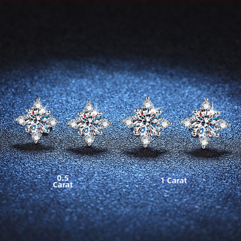 S925 sterling ezüst fülbevaló női Mosan gyémánt fülbevaló női négykarmos nyolcas férfi csillag fülbevaló D színű 1 karátos moissanit fülbevalók