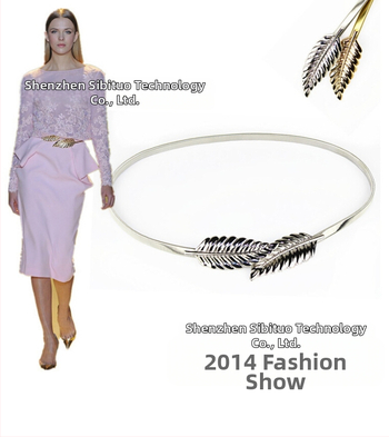 Női arany ezüst koreai levél mintás női fém derékláncos rugalmas öv őszi és téli népszerű robbanások