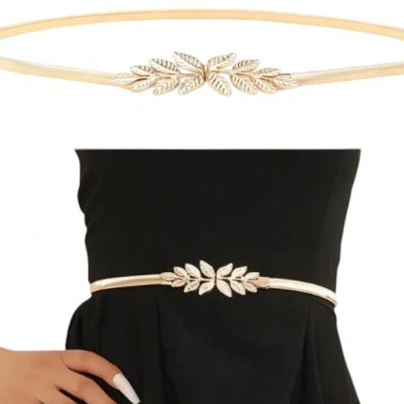 Női arany ezüst koreai levél mintás női fém derékláncos rugalmas öv őszi és téli népszerű robbanások