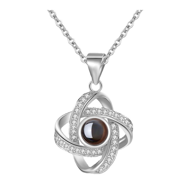 Amazoni jõulukink emadepäevaks sõbrapäevaks, 100 keelega projektsiooniga kaelakee ja kõrvarõngad, surematu lille kinkekarbis