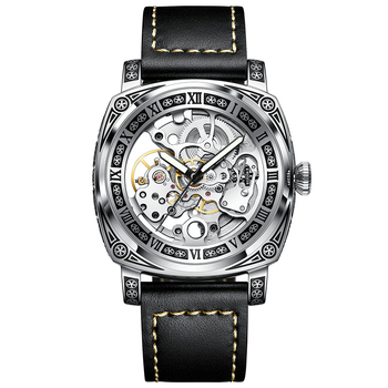 TikTok Explosive Brand veekindel meeste käekell, automaatne mehaaniline nahast käekell, helendav mood, õõnes, trendikas autentne