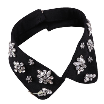 Διακοσμητικό κολάρο Houndstooth 4 χρωμάτων, χειροποίητο, ψεύτικο κολάρο με διαμάντια, νέο γυναικείο στρογγυλό κολάρο σε all-match χρώμα