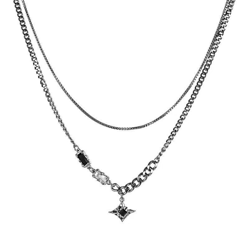 Niche Design fekete cirkónium csillag Mang csillag nyaklánc női könnyű luxus ékszerek hip-hop édes menő mindenhez illő ékszerek divatos menő kiegészítők