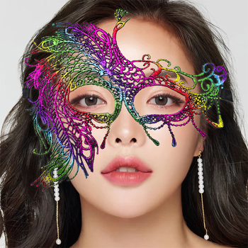 Цветна дантелена маска за маска Хелоуин Коледа Маскарад Парти изпълнение неоформени реквизити маска за очи