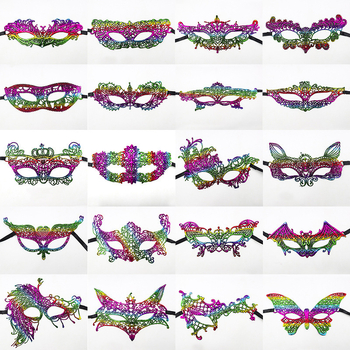 Цветна дантелена маска за маска Хелоуин Коледа Маскарад Парти изпълнение неоформени реквизити маска за очи