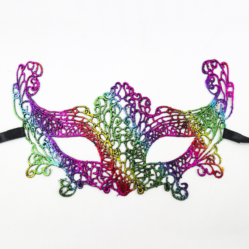 Цветна дантелена маска за маска Хелоуин Коледа Маскарад Парти изпълнение неоформени реквизити маска за очи