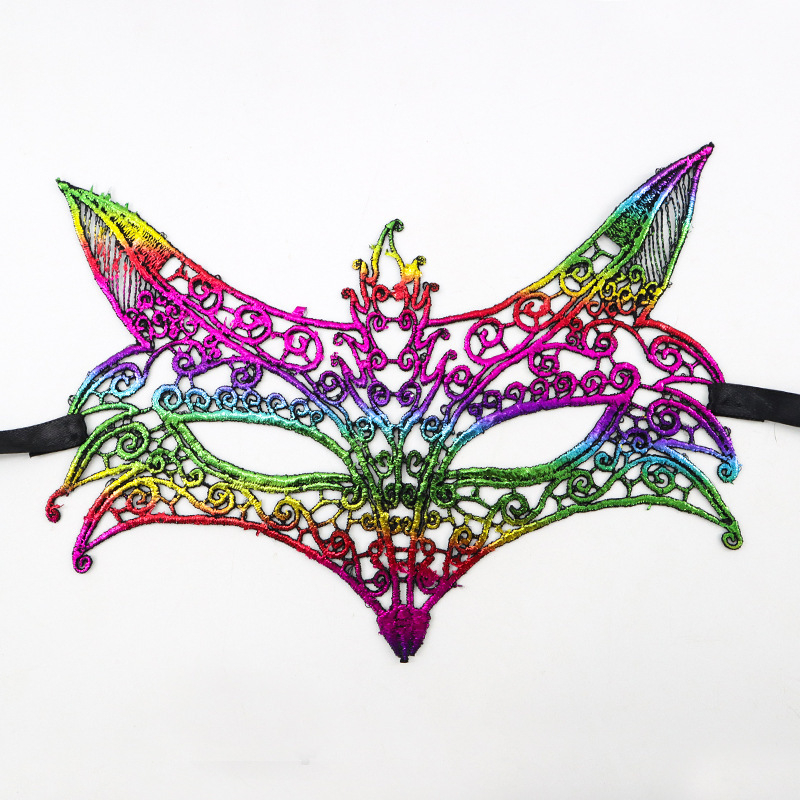 Цветна дантелена маска за маска Хелоуин Коледа Маскарад Парти изпълнение неоформени реквизити маска за очи