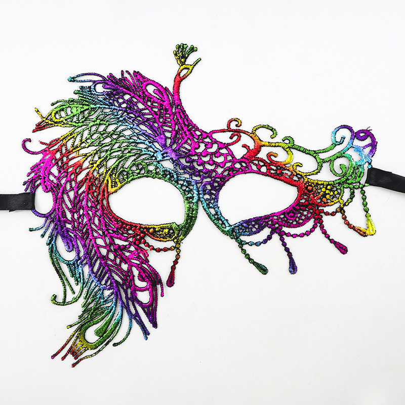 Цветна дантелена маска за маска Хелоуин Коледа Маскарад Парти изпълнение неоформени реквизити маска за очи