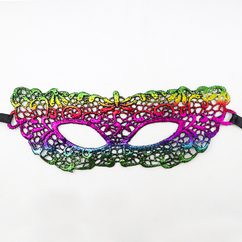 Цветна дантелена маска за маска Хелоуин Коледа Маскарад Парти изпълнение неоформени реквизити маска за очи