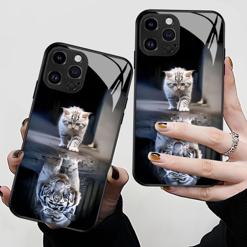 Θήκη τηλεφώνου Temu Cat Tiger για iPhone 17, με καυτές πωλήσεις, 15Pm, γυάλινη θήκη Ip12, δημιουργική, 13Pm, μοντέρνα μάρκα, 11, νέο μοντέλο