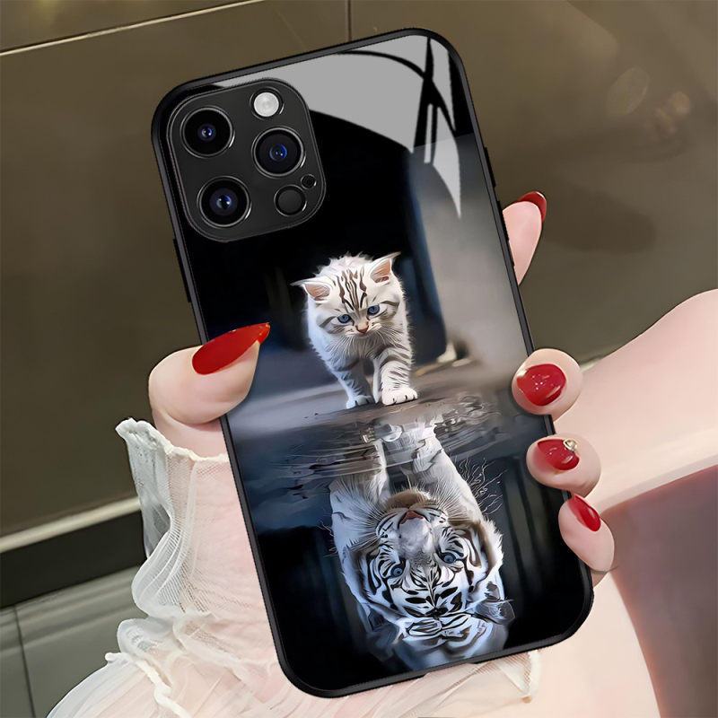 Θήκη τηλεφώνου Temu Cat Tiger για iPhone 17, με καυτές πωλήσεις, 15Pm, γυάλινη θήκη Ip12, δημιουργική, 13Pm, μοντέρνα μάρκα, 11, νέο μοντέλο