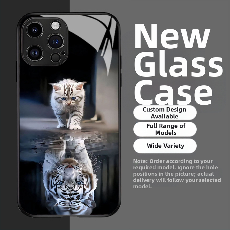 Θήκη τηλεφώνου Temu Cat Tiger για iPhone 17, με καυτές πωλήσεις, 15Pm, γυάλινη θήκη Ip12, δημιουργική, 13Pm, μοντέρνα μάρκα, 11, νέο μοντέλο