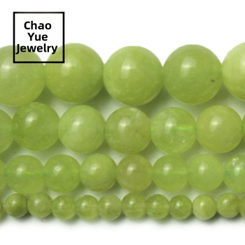 Sárga zöld olíva kristály kalcedon kő laza gyöngyök DIY kézzel készített gyöngyös karkötő nyaklánc fülbevaló anyag gyöngyökkel