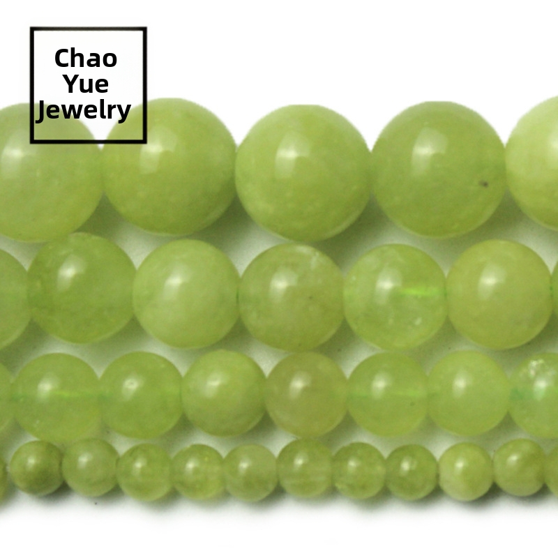 Sárga zöld olíva kristály kalcedon kő laza gyöngyök DIY kézzel készített gyöngyös karkötő nyaklánc fülbevaló anyag gyöngyökkel