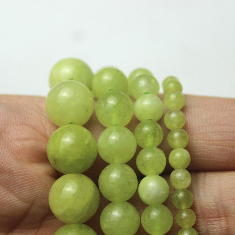 Sárga zöld olíva kristály kalcedon kő laza gyöngyök DIY kézzel készített gyöngyös karkötő nyaklánc fülbevaló anyag gyöngyökkel