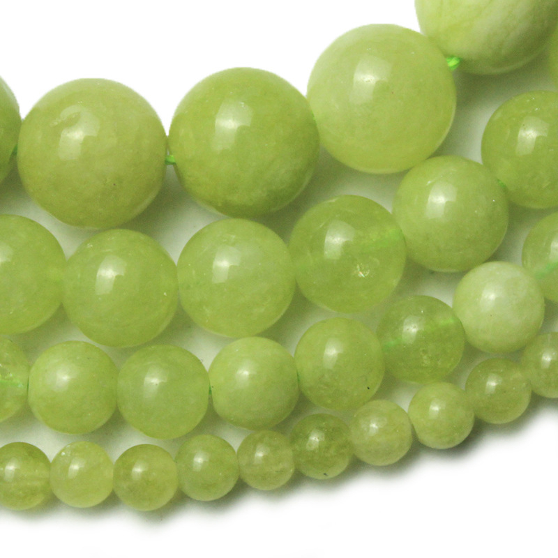 Sárga zöld olíva kristály kalcedon kő laza gyöngyök DIY kézzel készített gyöngyös karkötő nyaklánc fülbevaló anyag gyöngyökkel